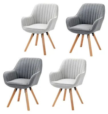 Produktbild von Drehbare Esszimmerstühle 4er Set Küchenstuhl Polsterstuhl mit Armlehne Sessel Schminkstuhl aus Stoff Massivholzbeine für Esszimmer Wohnzimmer Arbeitszimmer, Bunt
