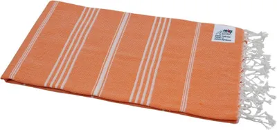 Produktbild von Saunatuch Baumwolle orange "Sultan Style" Hamamtuch mit Fransen