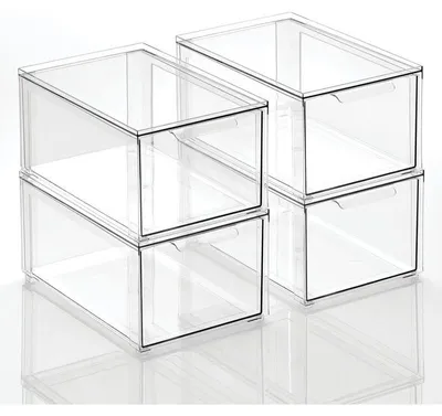 Produktbild von mDesign Aufbewahrungsbox Organizer Schubladenbox 4er-Set stapelbar Transparent