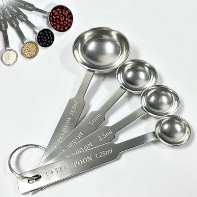Messlöffel-Set aus Edelstahl, 4 Stück, 1,25–15 ml