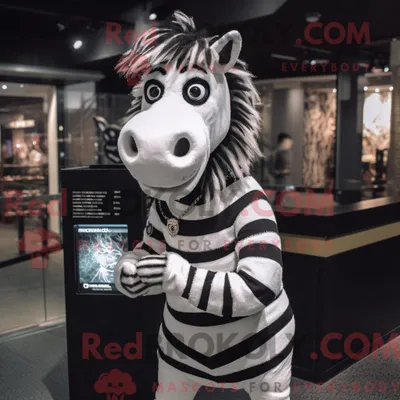 Produktbild von Weißes REDBROKOLY Zebra-Maskottchen-Kostüm mit Pullover und Armbanduhren