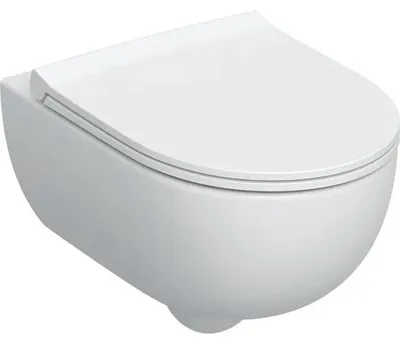 Produktbild von Geberit Vitelle Set, Wand-WC, Tiefspüler, geschlossenes Keramikdesign, Rimfree, mit WC-Sitz, Sandwichform, 1 Stk.