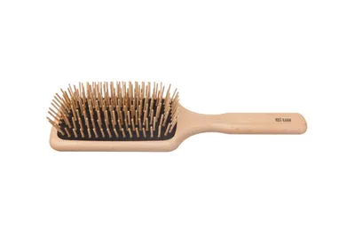 Immagine prodotto di Spazzola a ciuffi in legno Paddle-Brush – Spazzola per capelli di alta qualità in legno di faggio - KostKamm - 11 file, 25,5 cm – Antistatica e massaggiante per il cuoio capelluto