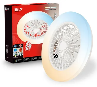 Immagine prodotto di Briloner LED Plafoniera con ventilatore, 5 velocità, colore della luce regolabile, bianco, dimensioni: Ø48,5 x 14,5 cm