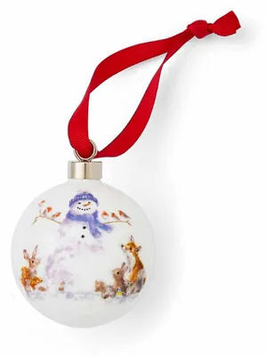 Porzellankugel mit Schneemann-Motiv, 6,6 cm, mehrfarbig