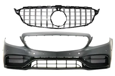 Obrázek produktu pro Přední nárazník pro Mercedes W205 S205 A205 C205 2014-2018 C63 Look mřížka chromová