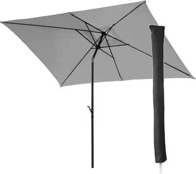 Produktbild von SVITA Sonnenschirm Set 3x2m Balkonschirm rechteckig mit Sonnenschutz Matt Schutzhülle Hellgrau