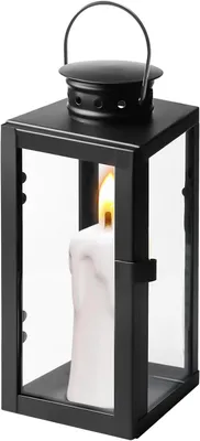 Produktbild von Laterne, schwarz, 24 cm, Metalllaterne für Kerzen, Dekoration, für den Außenbereich, Grablaterne, Dekoration, Metall, wetterfest, für Außenwände, Wohnzimmer