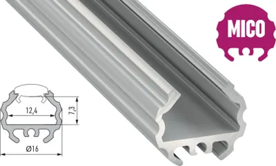 Produktbild von LED Aluminium Eckprofil Mico 1 Meter Aluprofil Leiste Silber eloxiert für 12mm LED Streifen klare Abdeckung inkl. Endkappen