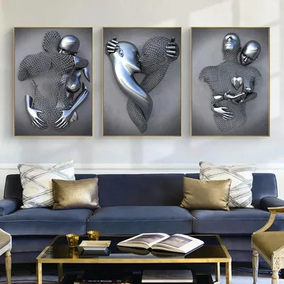 3D-Metallposter-Set, 3er-Pack, 20x30 cm, rahmenlos, modern