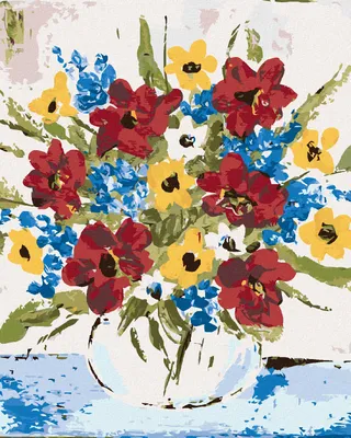 Produktbild von Zuty - Malen nach Zahlen - BUNTE BLUMEN IN EINER VASE (HALEY BUSCH), 40x50 cm, mit Keilrahmen (bereits gespannt)