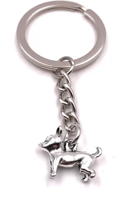 Produktbild von Onwomania Schlüsselanhänger Hund Haustier Vierbeiner süss silber Anhänger Keychain