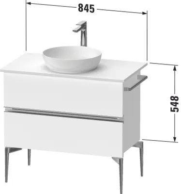 Produktbild von Duravit Sivida Konsolenwaschtischunterbau, 2 Schubkästen, Griffleiste Diamantschwarz Matt, 845x475x548mm, SV46580BD220000