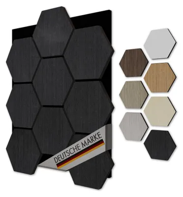 Produktbild von AKUSTIKO 3D Hexagon Wandpaneele Akustik Filz MDF Holzstruktur Wandverkleidung