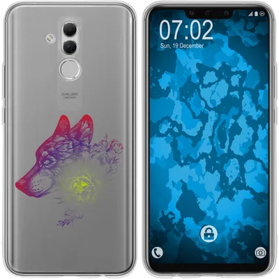 Produktbild von PhoneNatic Case kompatibel mit Huawei Mate 20 Lite Silikon-Hülle Floral Wolf M3-5