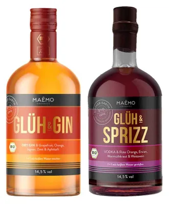 Produktbild von Maemo Tasting Glüh & Sprizz 1x 0,7L (14,5% Vol) + Glüh & Gin 0,7L (14,5% Vol)  Produkt- [Enthält Sulfite]