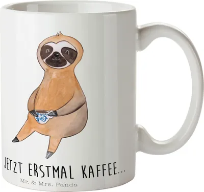 Produktbild von Mr. & Mrs. Panda Tasse Faultier Kaffee - Weiß - Geschenk, Kaffeetasse, Coffee, Kaffeebecher, bedruckt, Deko, Teetasse, Becher