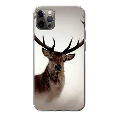 Produktbild von MuchoWow® Handyhülle Schutzhülle Hülle für iPhone 12 Pro Max Porträt - Hirsch - Geweih Silikon Softcase Handy Hülle - Hartschale