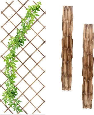 Produktbild von Relaxdays Rankgitter ausziehbar, 3er Set, Rankhilfe Kletterpflanzen, 180x90 cm, Garten, Balkon, Terrasse, Holz, natur