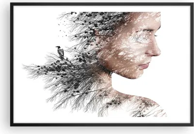 Produktbild von Gerahmtes Poster - Schwarzer Rahmen - Frau doppelt Belichtung - 91,5x61 cm - Wand Bild - Wanddeko - Wandbilder - Wandposter - Bilderrahmen - Bilder - Kunstdruck - Wandbild - P2BAA91x61-4338