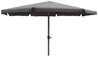 Produktbild von Sonnenschirm Alu Ø4m mit Kurbel mit Krempe Gartenschirm Sonnenschutz, Farbe:grau