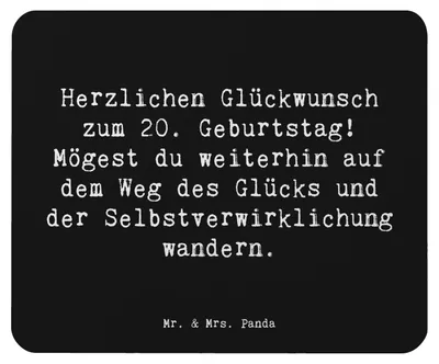 Produktbild von Mr. & Mrs. Panda Mauspad Spruch 20. Geburtstag Glückspfad - Schwarz - Geschenk, Happy Birthday, mousematte, Herzlichen Glückwunsch, Erwachsensein, Mouse Pad, laptop