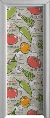 Produktbild von Tür Selbstklebende 70x210 cm Türfolie Türtapete Klebefolie - Tomate Zwiebeln Paprika