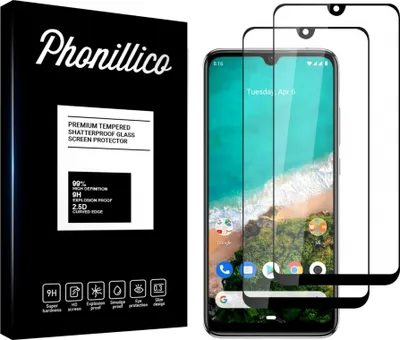 Produktbild von Hartglas für Xiaomi MI A3 [2 Stück] Displayschutzfolie Screen Protector mit schwarzem Rand Film Anti-Kratzer Glas Resistant Phonillico®
