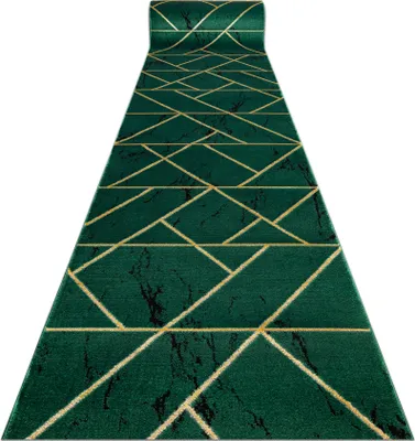 Produktbild von Exklusiv EMERALD Läufer 1012 glamour, stilvoll Marmor, geometrisch Flaschengrün / gold 100 cm Grün 100x1250 cm