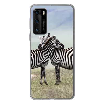 Produktbild von MuchoWow® Handyhülle Schutzhülle Hülle für Huawei P40 Zebras - Gras - Schwarz - Weiß Silikon Softcase Handy Hülle - Handytasche