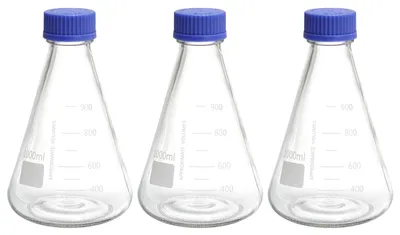 Erlenmeyer-Ampullen, 3 Stück, 1000 ml, Borosilikatglas, Graduierung