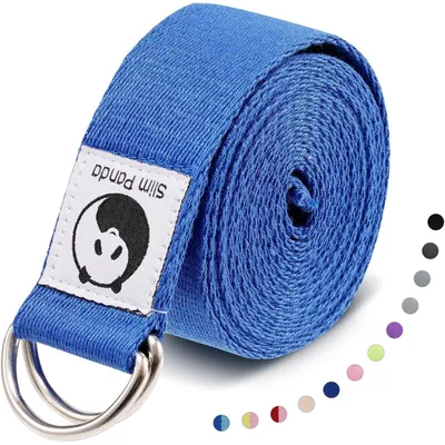 Produktbild von Yoga Gurt aus Baumwolle mit Schiebeschnalle aus Metall, verstellbar, 180/250cm, Dunkelblau