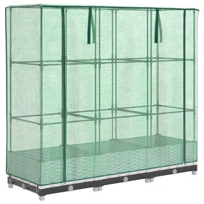 Produktbild von Hochbeet mit Gewächshaus-Aufsatz Rattan-Optik 120x40x123 cm