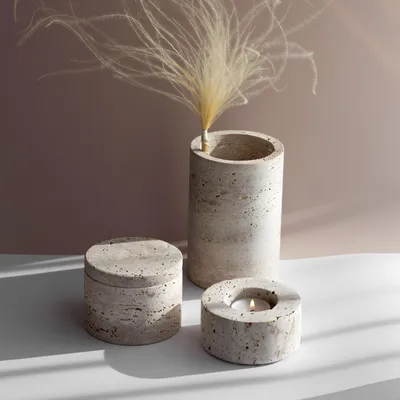Produktbild von Travertin Teelichthalter 10 cm Naturstein Kerzenhalter Deko Geschenkidee