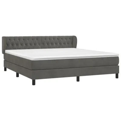 Produktbild von vidaXL Boxspringbett mit Matratze Dunkelgrau 160x200 cm Samt