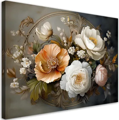 Produktbild von Leinwandbild Blumen Botanik Blätter 120x80 Feeby Grau bild für die wand bereit zum aufhängen