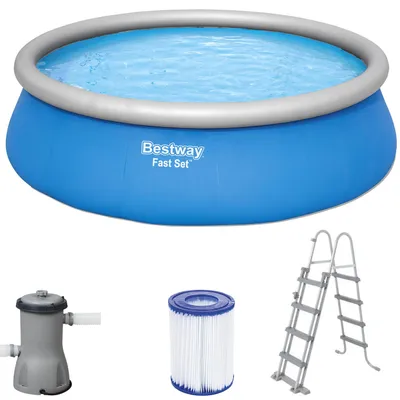 Image de Bestway® Fast Set™ Kit piscine hors sol avec pompe de filtration Ø 457 x 122 cm, bleu, rond
