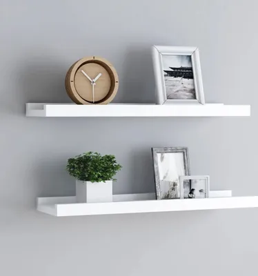 Image de Etagère murale "Hausten" en MDF blanc. Dimensions (L/L/H) 40x9x3 cm