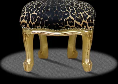 Produktbild von Barockhocker Barock Hocker Fußhocker Leopard Gold Stoff Schlafzimmer Kosmetikzimmer Wohnzimmer Büro Flur Klassisch Premium Luxus Modern Retro Repro