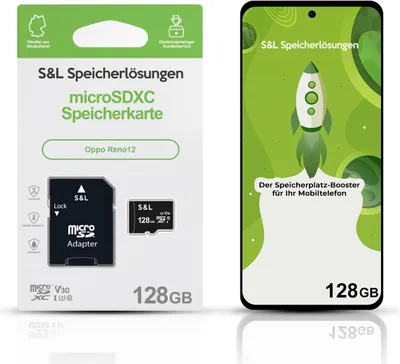 Produktbild von microSD Speicherkarte S&L für Oppo Reno12 - Speicherkapazität: 128 GB