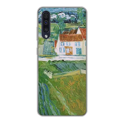 Produktbild von MuchoWow® Handyhülle Schutzhülle Hülle für Samsung Galaxy A30s Landschaft mit Kutsche und Zug - Vincent van Gogh Silikon Softcase Handy Hülle - Karteninhaber