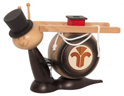 Produktbild von Drechslerei Kuhnert - Räucherfigur Sunny Schornsteinfegerschnecke - Größe ca. 16cm, für Räucherkerzen Größe M (Standard) - 37116