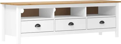 Produktbild von TV-Schrank Hill Weiß 158x40x47 cm Massivholz Kiefer