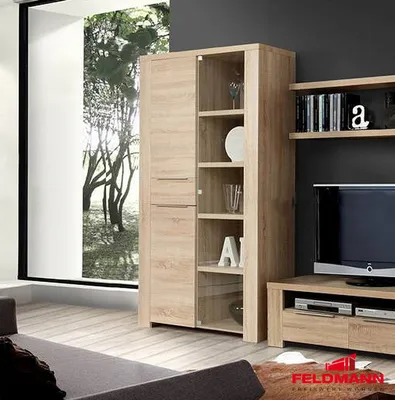 Produktbild von Vitrine Standvitrine Glasvitrine sonoma eiche 110cm