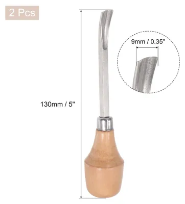 Produktbild von 2 Stš¹ck Holzmei?elmesser 9mm Verchromt 45# Kohlenstoffstahl Holzbearbeitungswerkzeug mit Gebogener Halb Runde Spitze 130mm (5 Zoll) L?nge mit Holzgriff