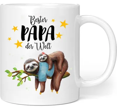 Produktbild von Kaffeetasse Keramik Faultier Motiv 350 ml Geschenk für Papa