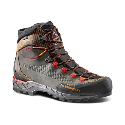 Bergschuh "Trango Tech Leather Gtx" von La Sportiva; schwarz mit orangefarbenen Akzenten; für Herren.