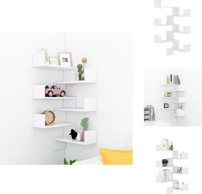 Zdjęcie produktu dla vidaXL Półki ścienne narożne 2 szt. Białe 40x40x50 cm Materiał drewnopochodny - Półki ścienne