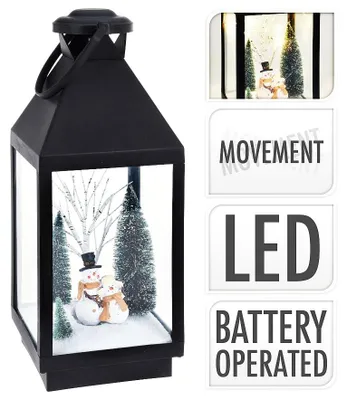 Obrázok produktu pre Lucerna s LED osvetlením a pohyblivou vianočnou dekoráciou, výška 48 cm