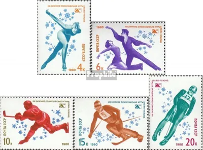 Produktbild von Briefmarken Sowjetunion 1980 Mi 4915-4919 (kompl.Ausg.) gestempelt Olymp. Winterspiele, Lake Placid 1980
